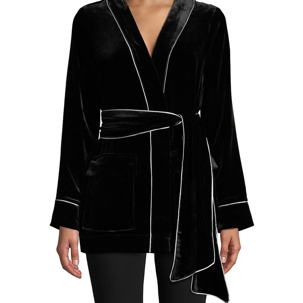 GANNI Rodier jacket black velvet silk sz 40 8